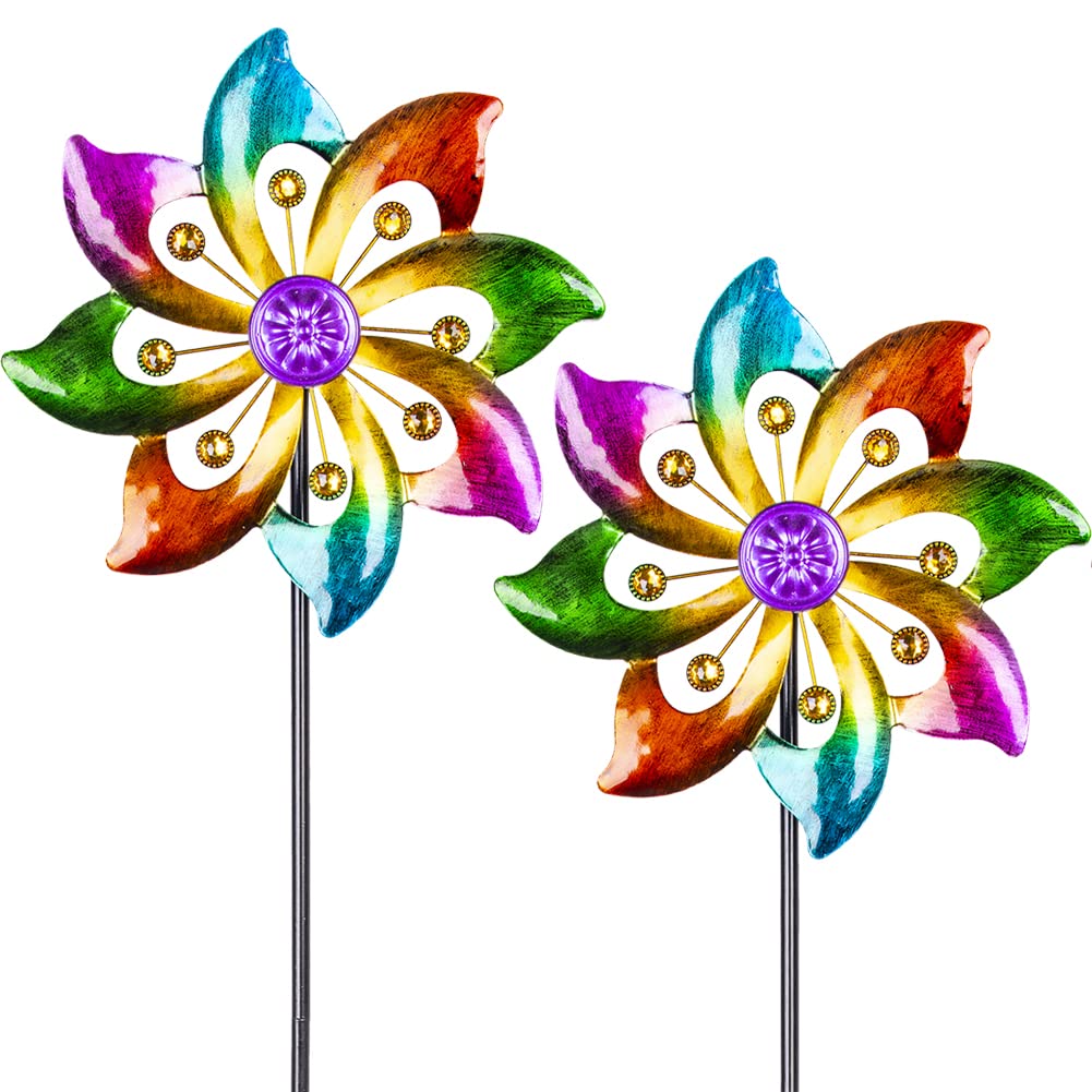 DREAMYSOUL wind spinner with colorful flowers brightens your garden