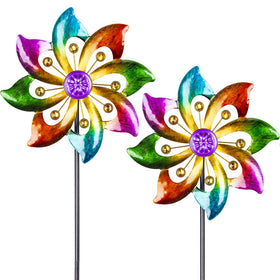 DREAMYSOUL wind spinner with colorful flowers brightens your garden