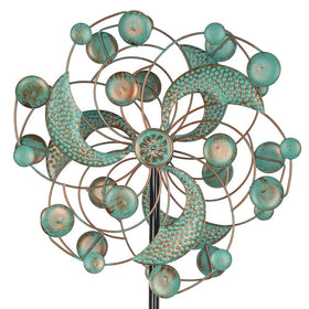 DREAMYSOUL wind spinner dual blades in green-copper ignite yard motion.