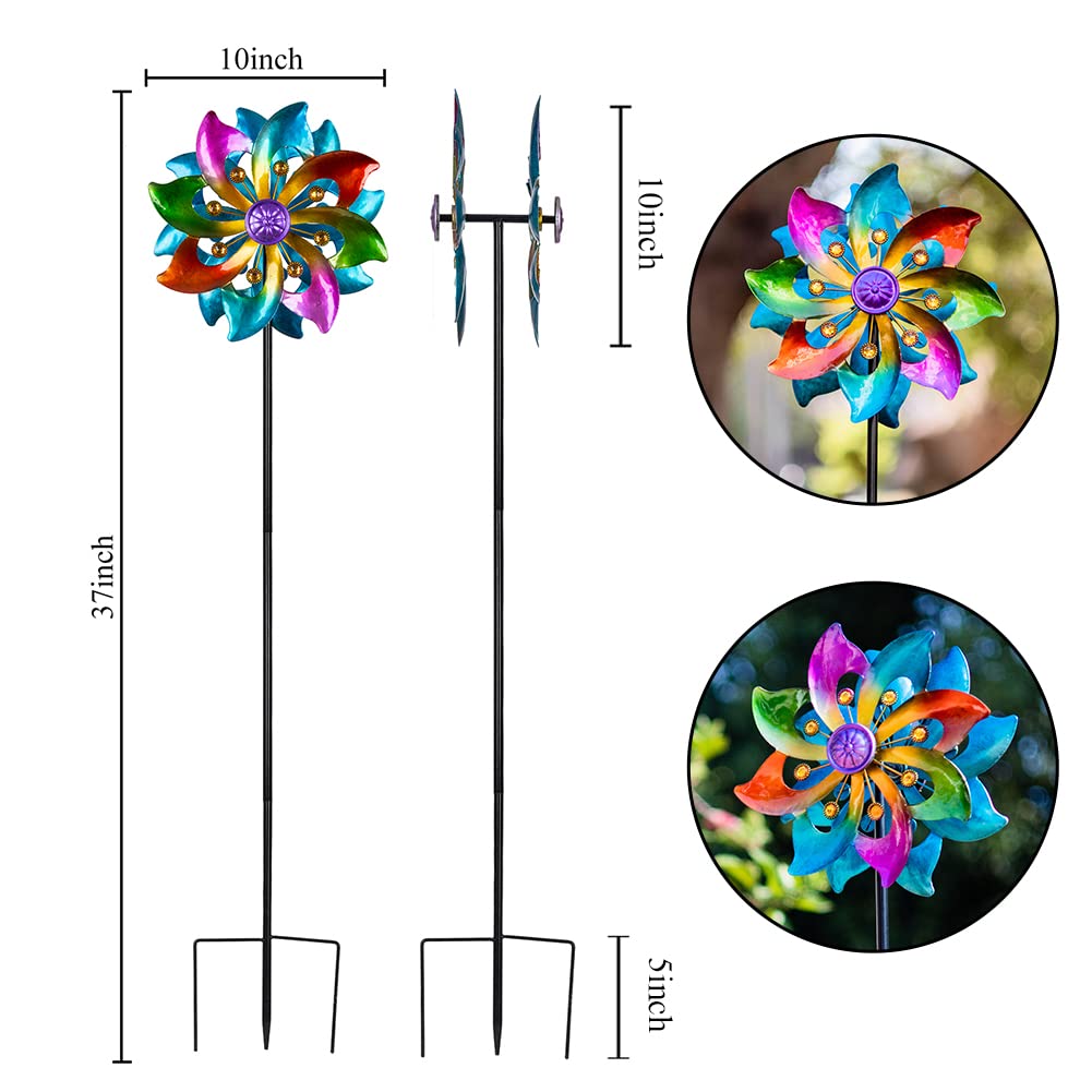 DREAMYSOUL wind spinner shows durable metal construction for outdoor art.