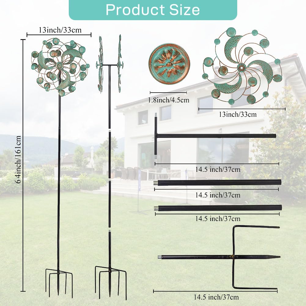 DREAMYSOUL decorative wind spinner creates a focal point in garden spaces.