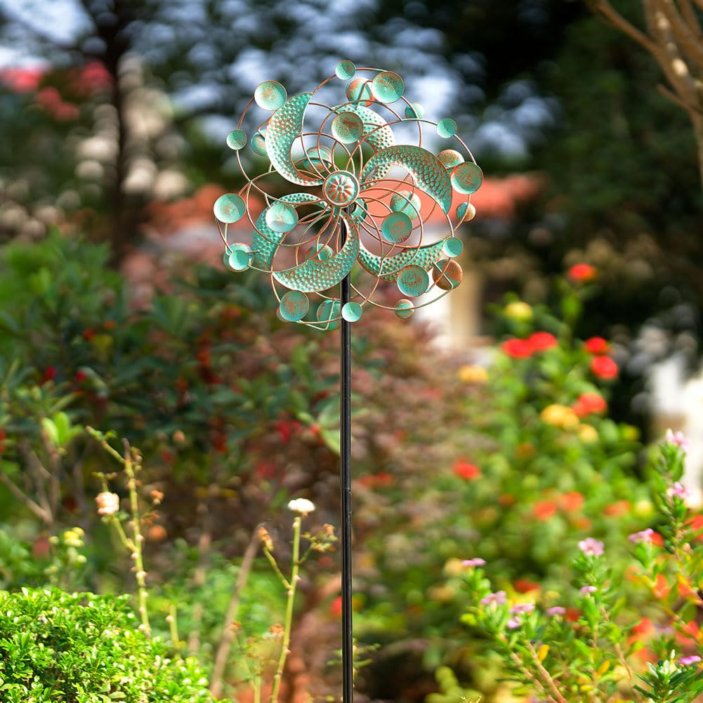 DREAMYSOUL rust-resistant metal wind spinner enhances outdoor spaces.