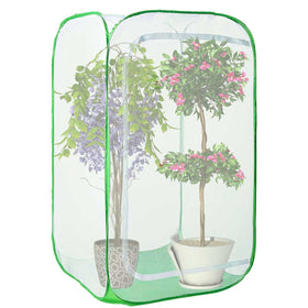 DredQcco 36in garden mesh cover over bed protects vegetables from pests while allowing light.