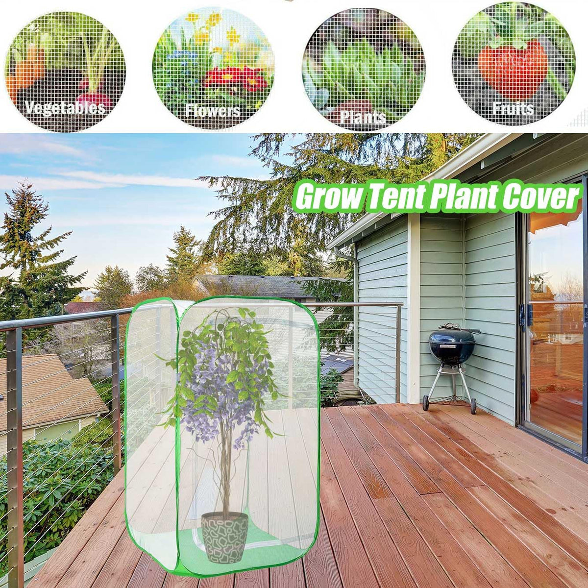 DredQcco oxford mesh plant tent provides durable protection for potted plants.