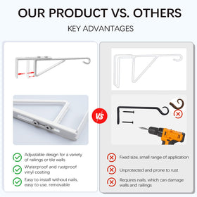 Dreecy large-capacity fence hanger holds items up to 16 inches wide.