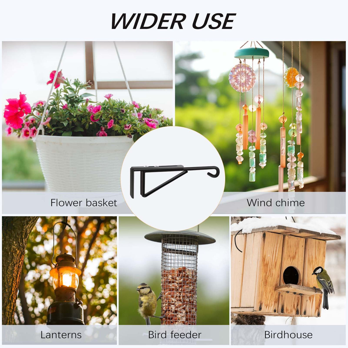 Dreecy wide-application fence hanger suits plants, feeders, lights, and more.