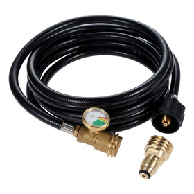 DRELD 12ft propane hose with gauge for flexible outdoor grilling and safety