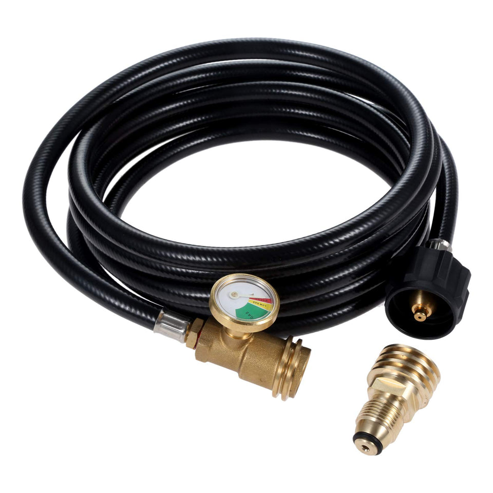DRELD 12ft propane hose with gauge for flexible outdoor grilling and safety