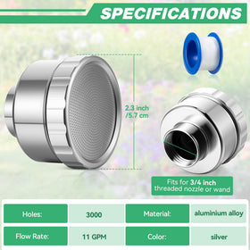 Dreyoo aluminium alloy nozzle in silver offers durable, lightweight irrigation tool.