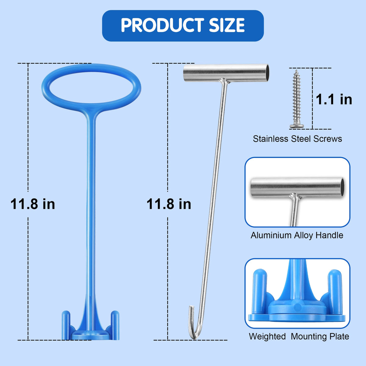 Dreyoo aluminum skimmer basket hook delivers corrosion resistance and durability.