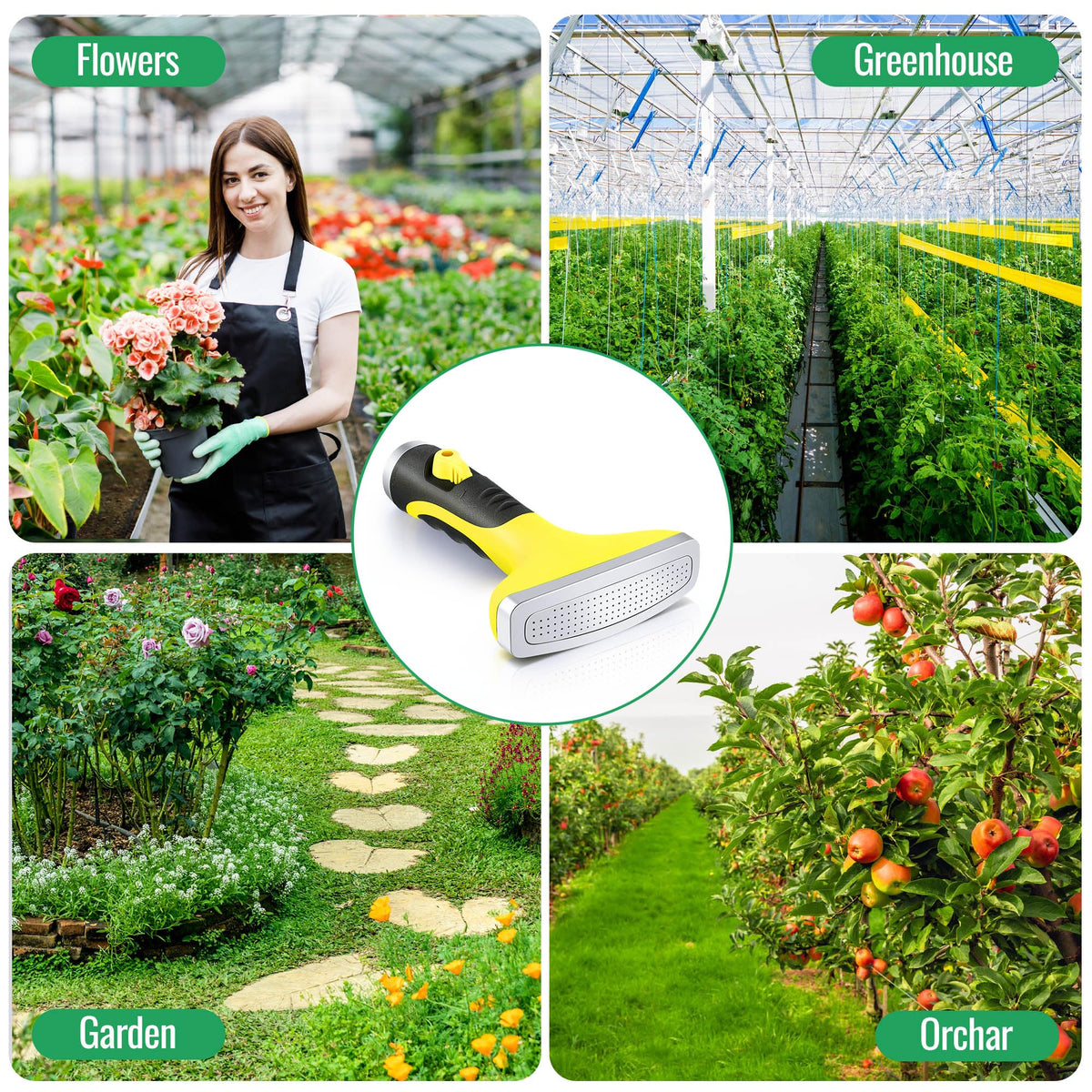 Dreyoo Fan Nozzle hose-connection ensures secure fit with standard 3/4 inch hoses.