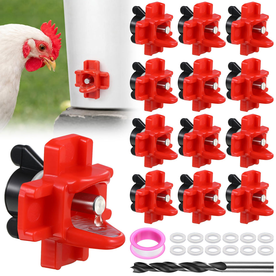 Dreyoo horizontal chicken water nipple 12-pack for efficient coop watering