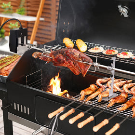 Dreyoo motor holder stabilizes rotisserie on grills