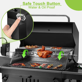 Dreyoo spit rod assembly for even roasting of large cuts
