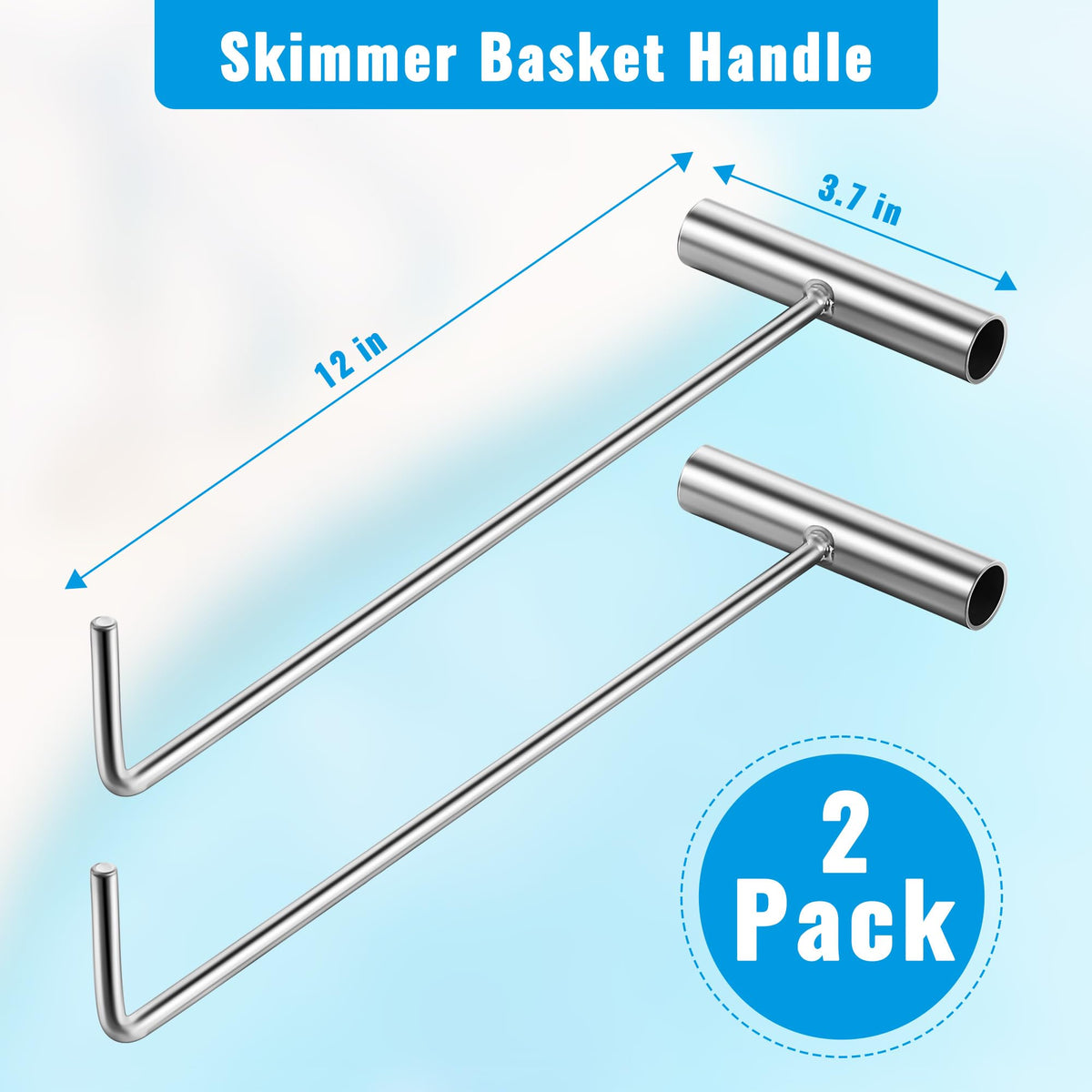 Dreyoo T-shaped hook, stainless steel, rust resistant for durable pool use.