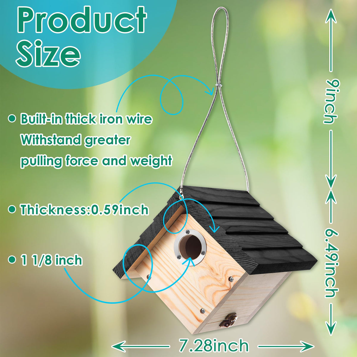 Dreyoo Wren House hanging setup easy to install on a tree limb