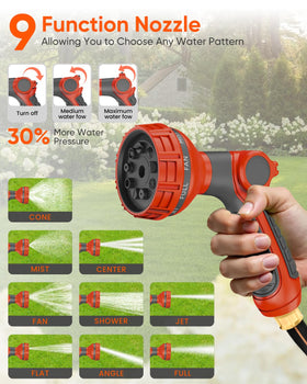 DRINCOSH nozzle with 9 patterns supports watering, cleaning, and pet care.