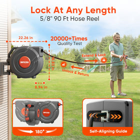 DRINCOSH wall-mount swivel 180deg enables wide coverage across lawns.