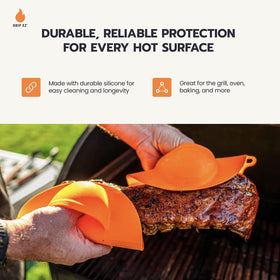 Drip EZ BBQ Mitts provide heat protection up to 480°F for confident food handling.
