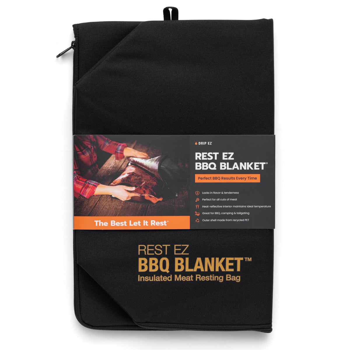 Drip EZ Rest EZ BBQ Blanket front view, rugged exterior for heavy‑duty BBQ use.