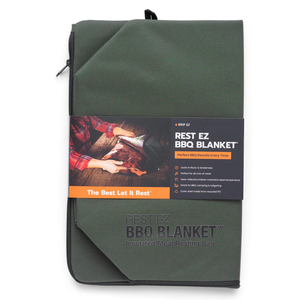 Drip EZ Rest EZ BBQ Blanket wide-mouth opening supports large briskets for even resting.