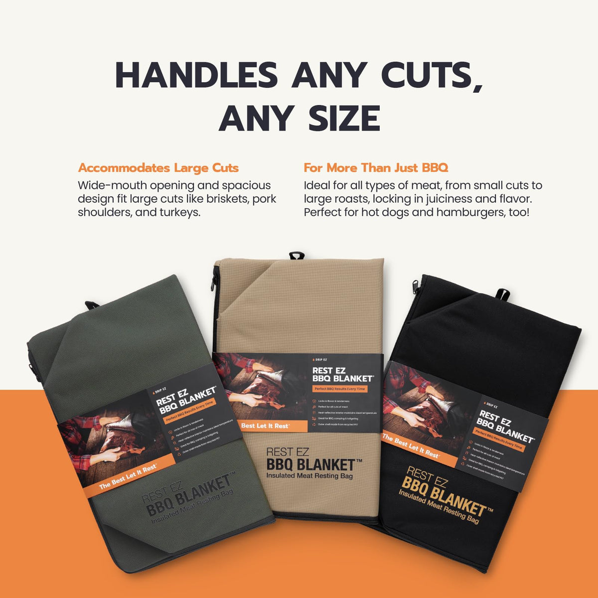 Drip EZ Rest EZ BBQ Blanket zipper‑close detail supports easy cleaning.