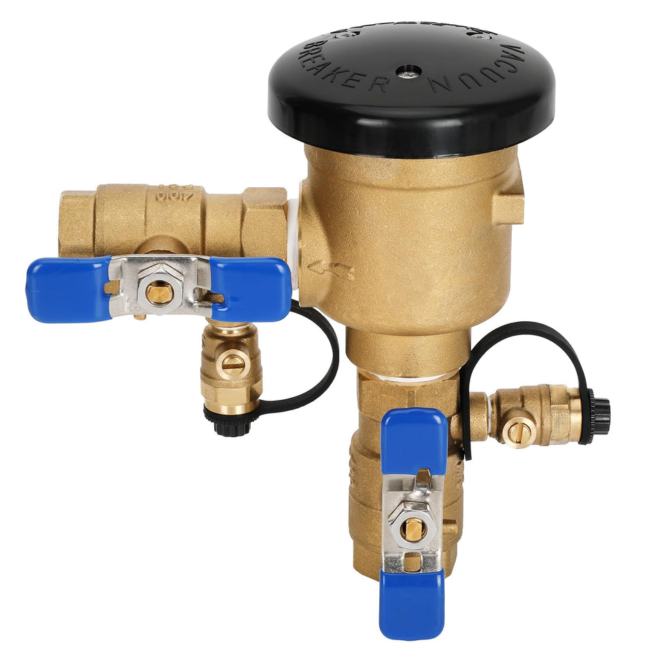 Drizzlen 720A vacuum breaker on outdoor faucet prevents back-siphonage.