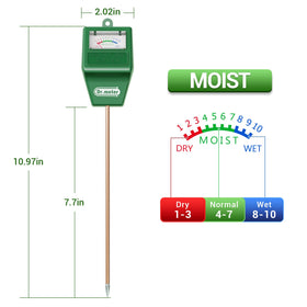 Dr.meter probe close-up showing gentle single-probe design protecting roots