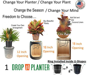 Drop N Planter shows stable fit for 12-18 inch openings.