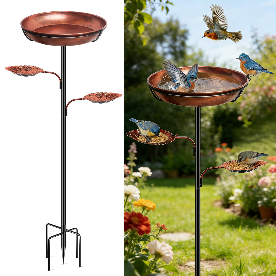 DRQ 35'' Bird Bath outdoor stand enhances garden decor and bird watching.
