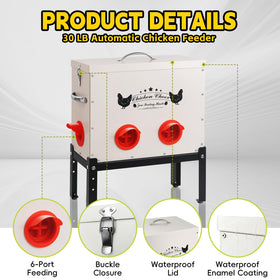 DRQ 6 no-waste ports close-up, minimizes feed scatter and keeps ground cleaner.