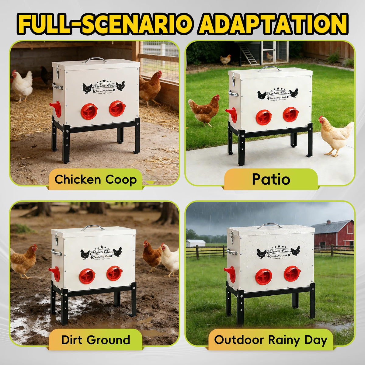 DRQ adjustable legs setup, stable height on grass, gravel, or uneven ground.