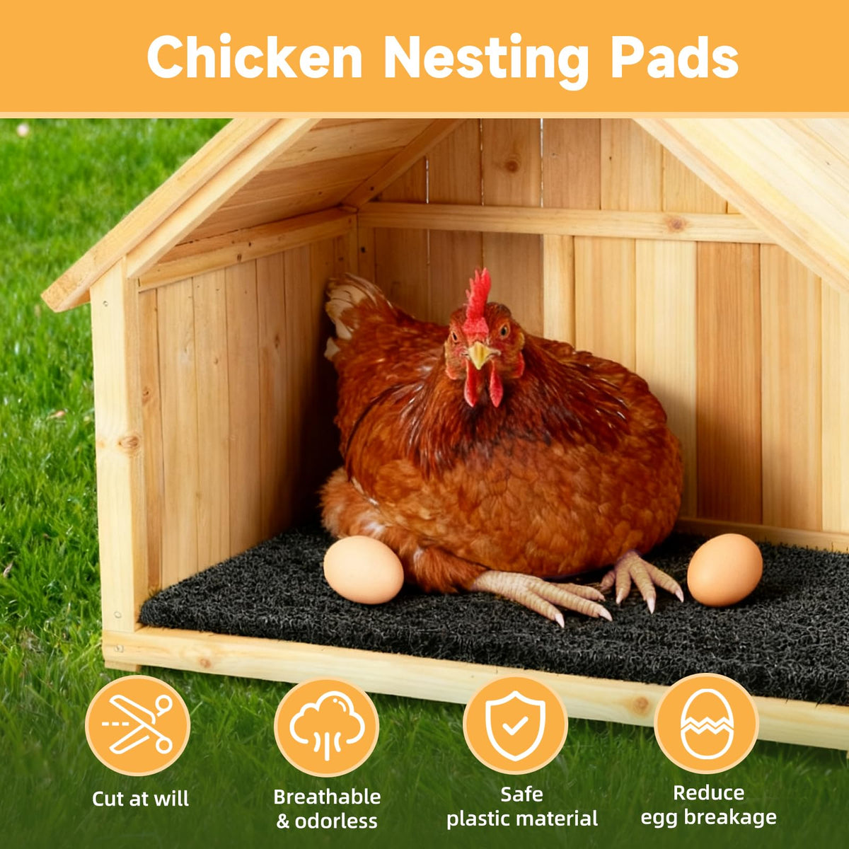 DRQ gray nest pads blend with coop interiors and hide dirt.