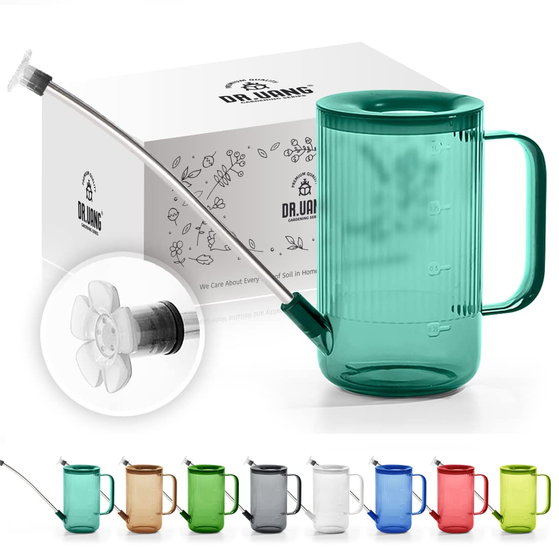 DR.UANG emerald small watering can with long spout for precise watering