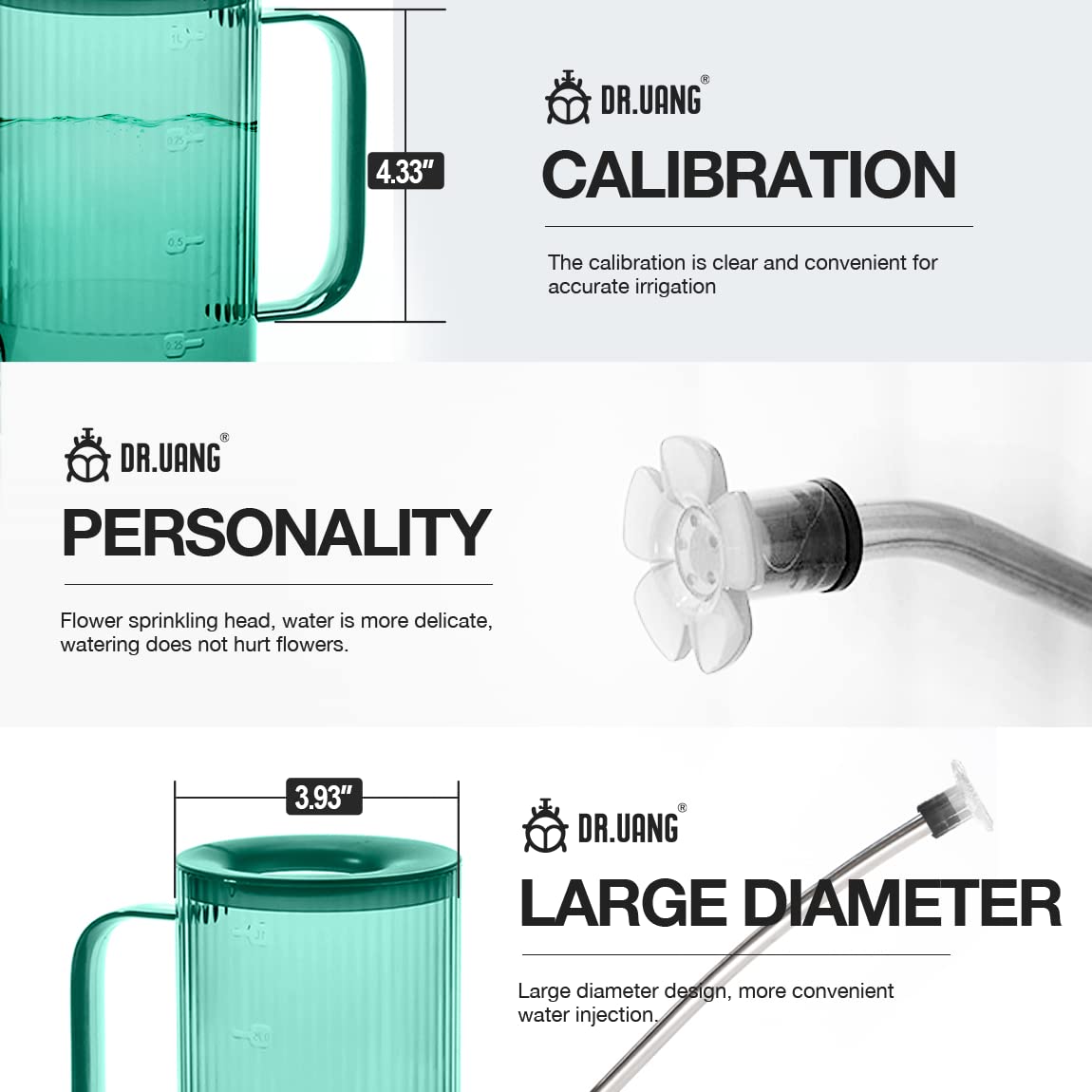 DR.UANG emerald watering can made of durable plastic for daily use