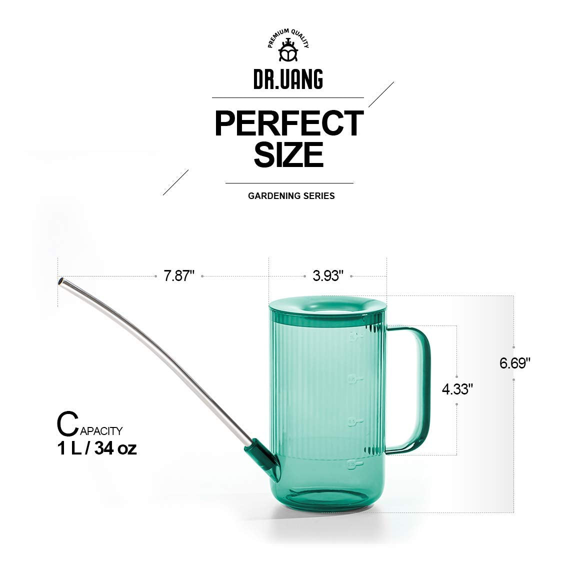 DR.UANG emerald watering can ergonomic handle for comfortable use