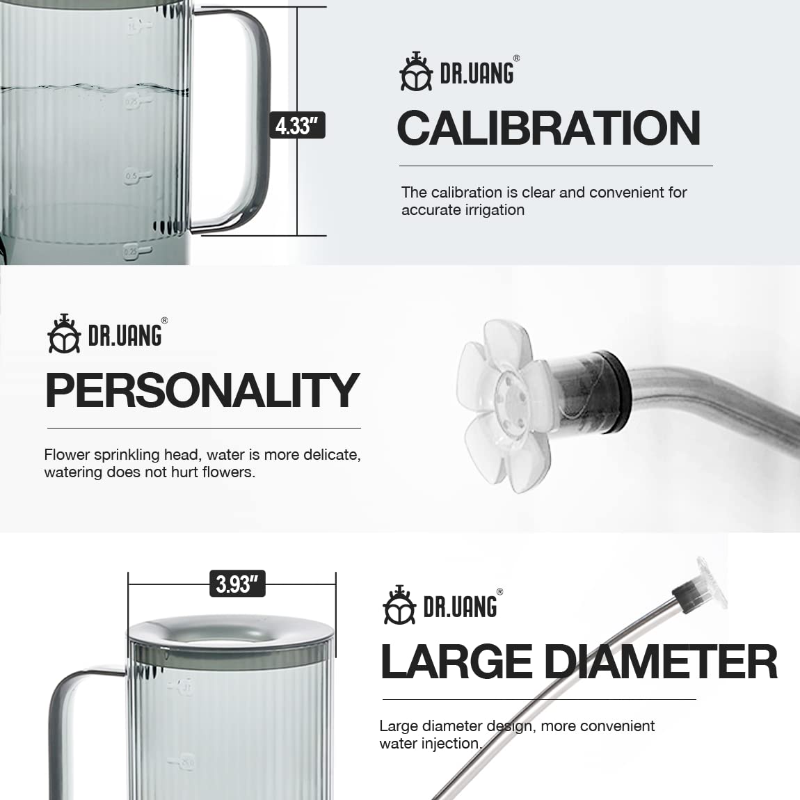 DR.UANG ergonomic grip ensures comfortable handling during watering tasks.