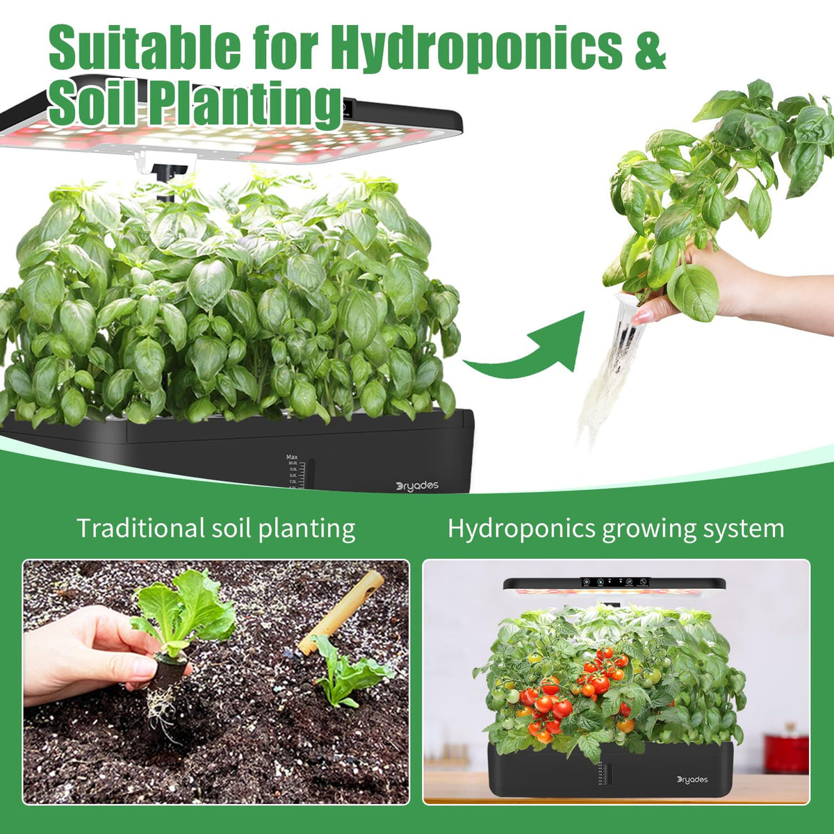DRYADES indoor garden kit enhances compact space growing potential.
