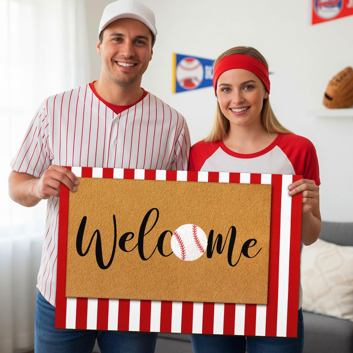 Drydiet baseball welcome front porch view, versatile indoor outdoor use for game day decor