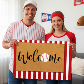 Drydiet baseball welcome front porch view, versatile indoor outdoor use for game day decor