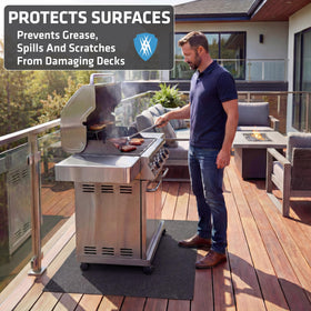 Drymate grill mat's absorbent fabric soaks up oils and sauces for a cleaner deck.