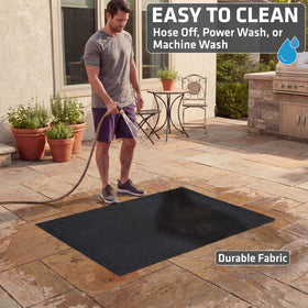 Multi-use mat protects decks, patios, driveways, and campsites.