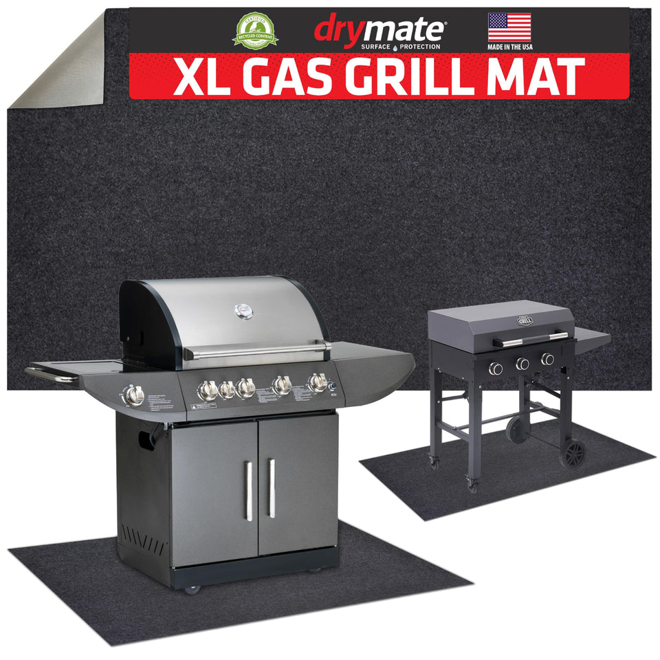 Drymate under grill mat covering 36x59 inches to protect patios from spills.