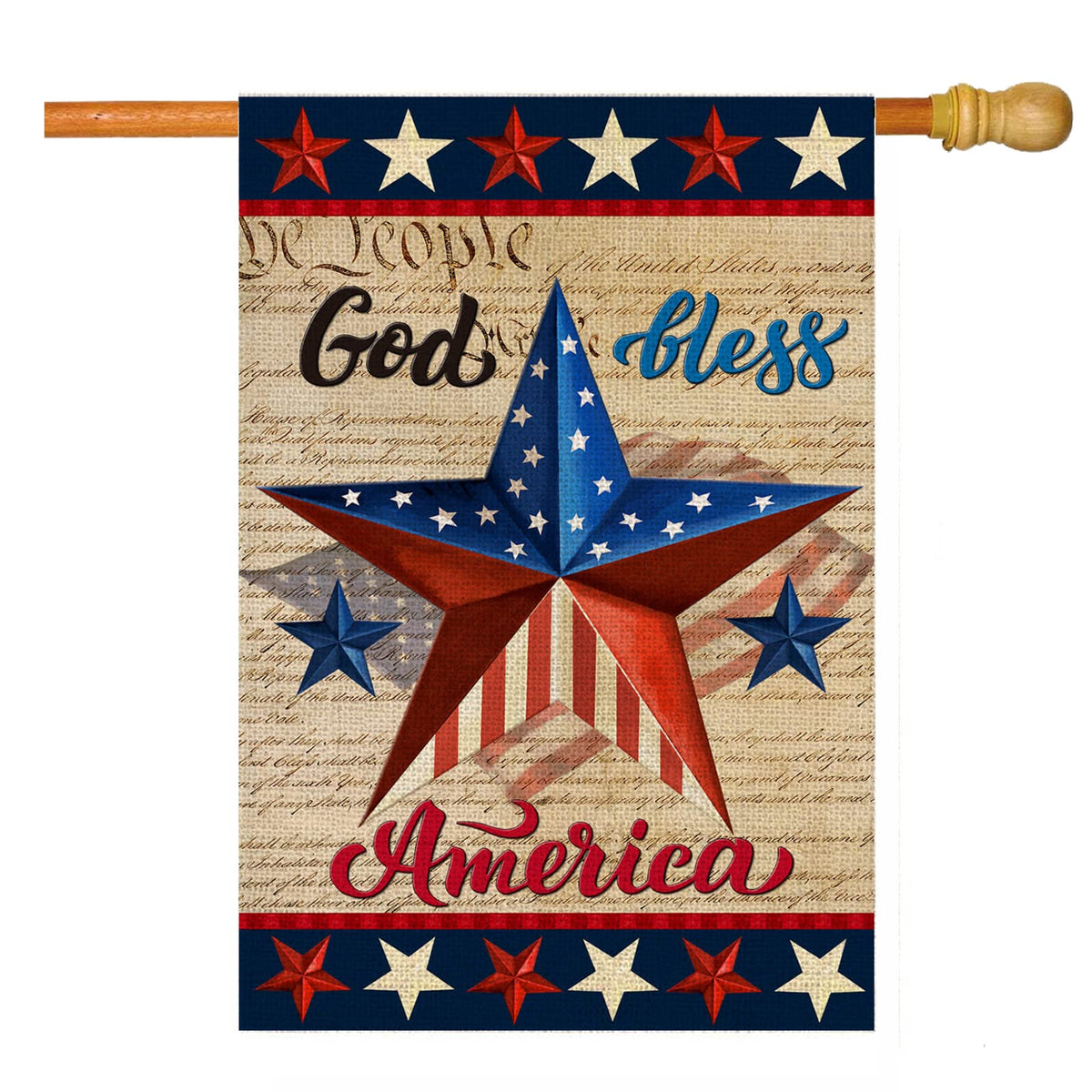 Dsben Patriotic God Bless America flag front view for outdoor display