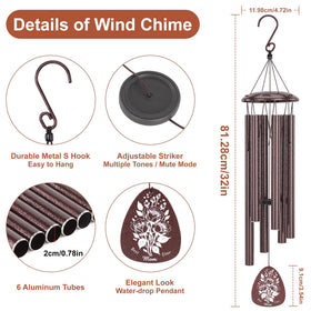 DSJJ six-tube wind chime delivering soothing, balanced chimes in any space