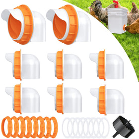 DSTANA Chicken Feeder Port 8-pack orange close-up shows spill-reducing design.