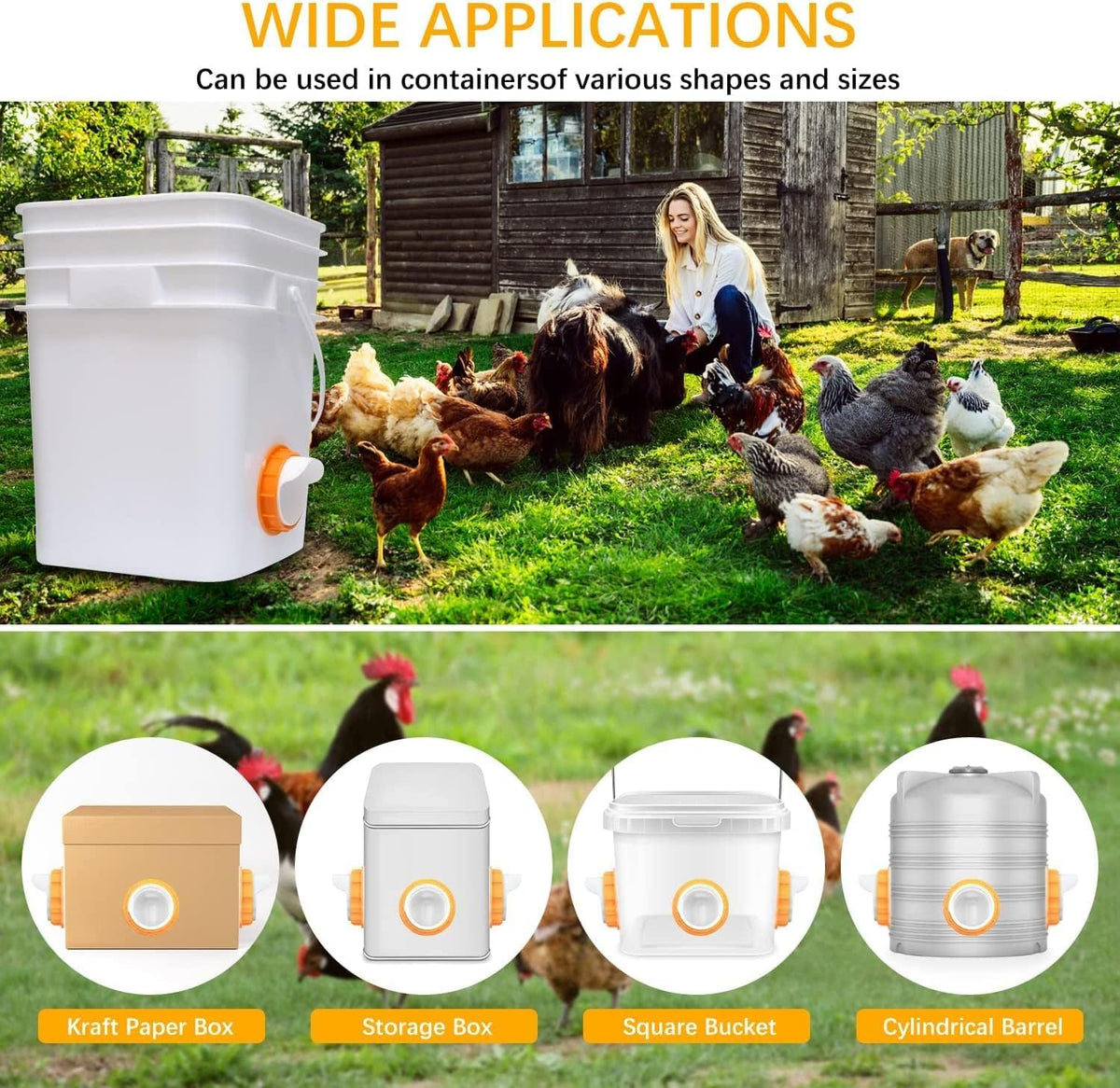 DSTANA barrel feeder setup provides steady feeding for a flock.
