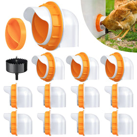 DSTANA chicken feeder port orange for spill-free feeding in outdoor coop.