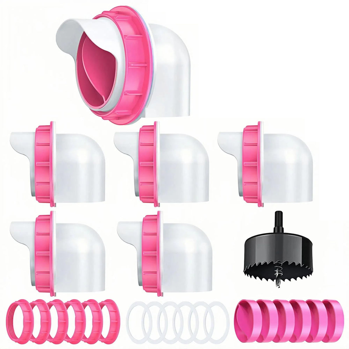 DSTANA chicken feeder port pink 6-pack keeps feed organized and accessible for the flock.