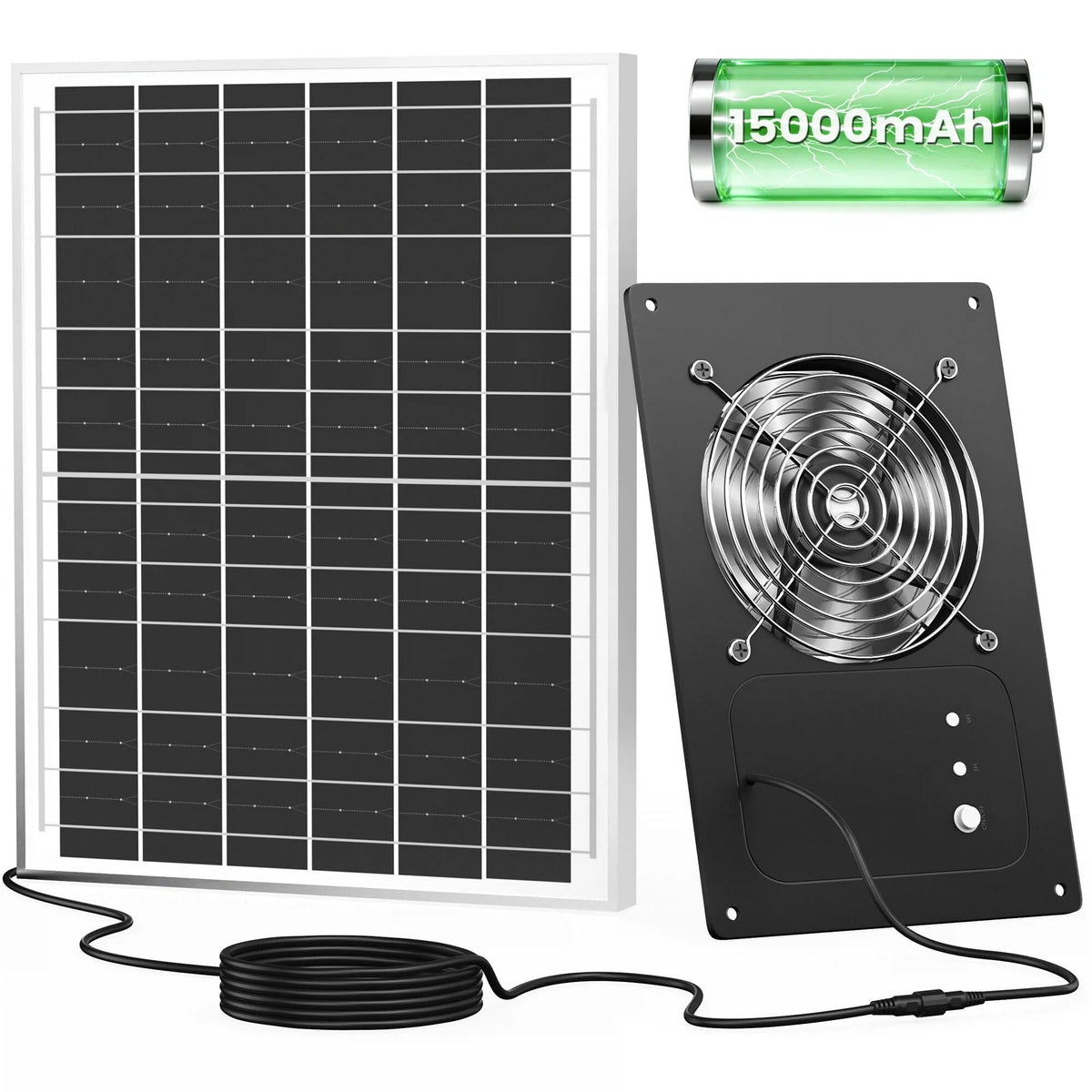 DSTANA solar fan in a chicken coop delivering fresh air and cooler nesting spaces.